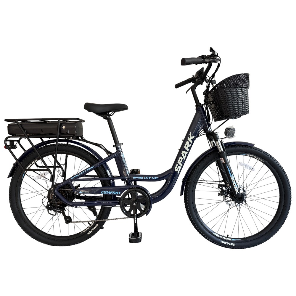 Велосипед з електромотором SPARK E-CITY COMFORT 17" 48V/500W/12,8Ah темно-синій