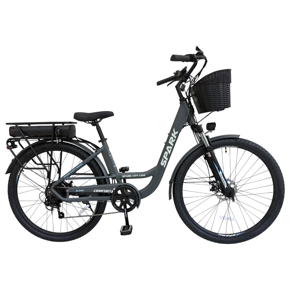 Велосипед з електромотором SPARK E-CITY COMFORT 18" 48V/500W/12,8Ah темно-сірий