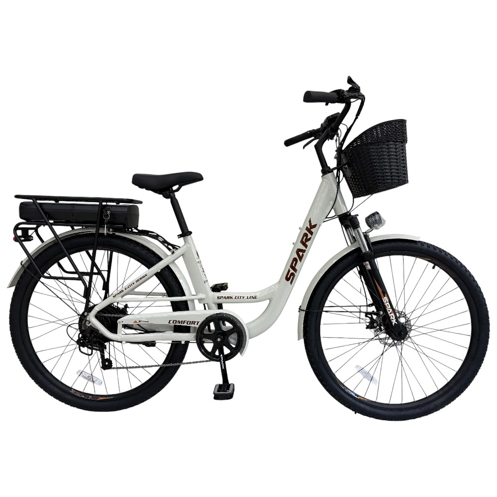 Велосипед з електромотором SPARK E-CITY COMFORT 18" 48V/500W/12,8Ah світло-сірий
