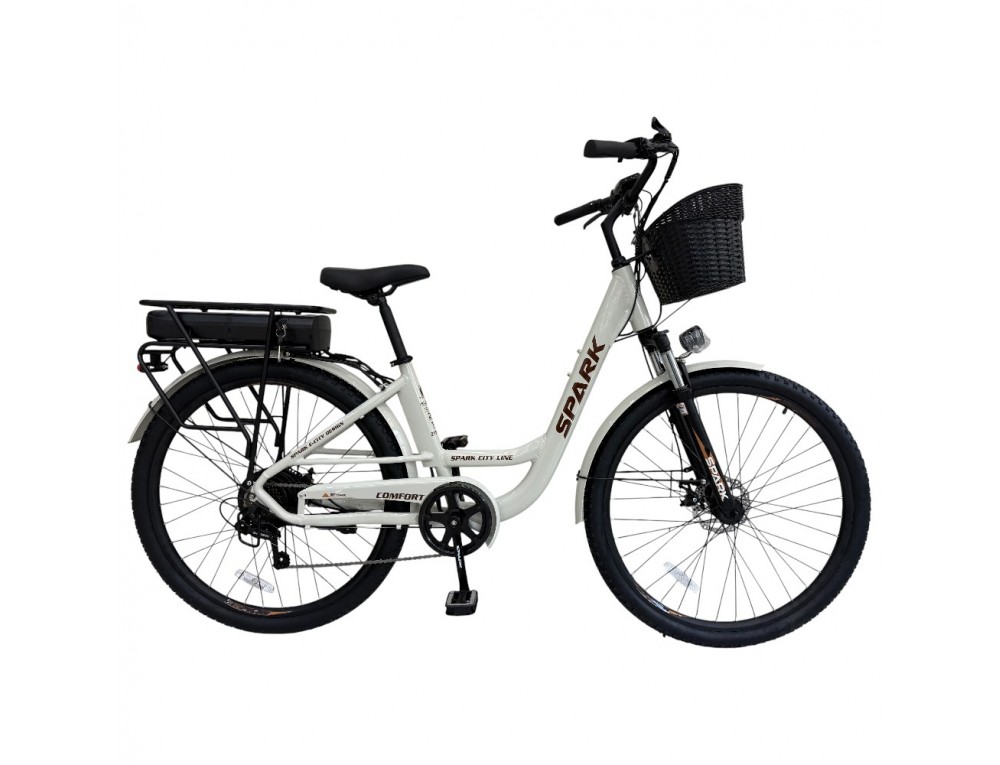 Велосипед с электромотором SPARK E-CITY COMFORT 18" 48V/500W/12,8Ah светло-серый