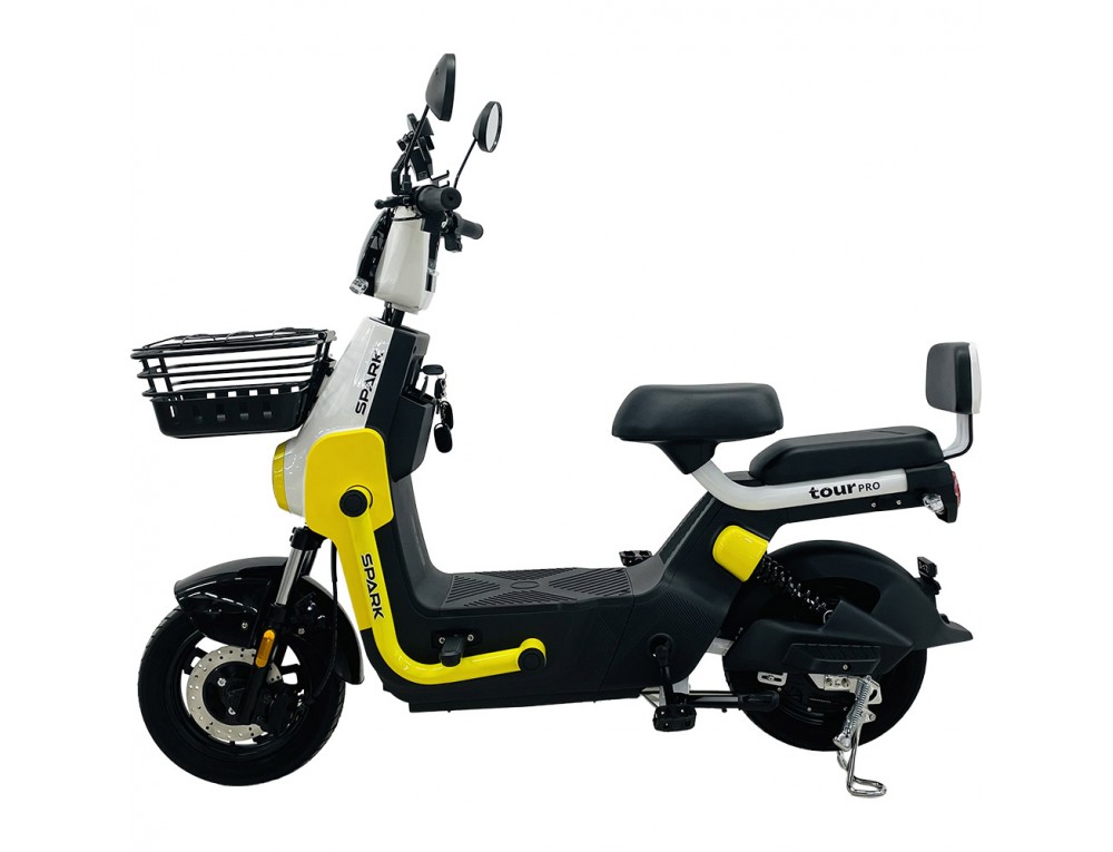 Велосипед с электромотором SPARK TOUR PRO 14" 60V/1000W/20Ah белый с желтым