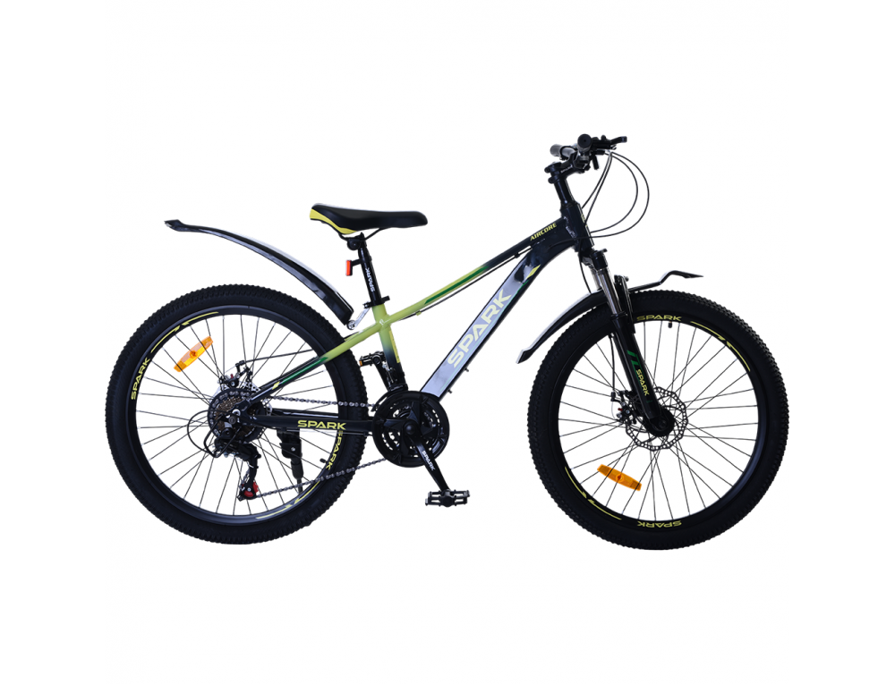 Велосипед SPARK AIRCORE (колеса - 24", алюминиевая рама - 12") чёрный с салатовым