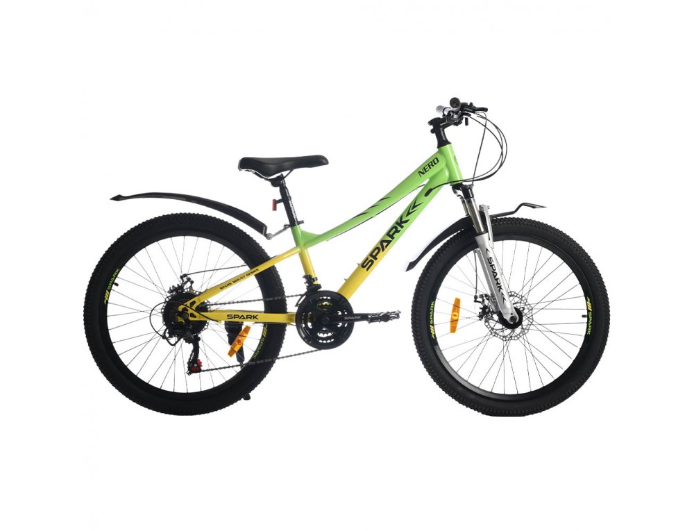 Велосипед SPARK NERO (колеса – 24", сталева рама рама – 12") салатовий з жовтим